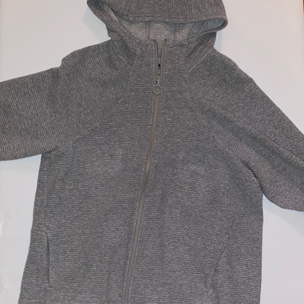 athletic works grey ribbed full zip up hoodie| L